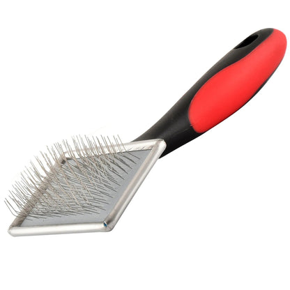 Jeffers Pet Non Slip Slicker Grooming Brush – Soft Flexible Pins, Red & Black Handle. Detangling Grooming Tool for Dogs & Cats w/ Short, Long, Thick & Curly Coats, Easy Storage, Travel Size - Small