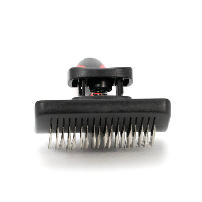 Jeffers Pet Self-Cleaning Slicker Brush for Dogs & Cats – Self Cleaning Button, Removes Tangles & Loose Hair, Non Slip Handle for Easy Grooming, Go To Gift for Pet Owners – Black, Red - Small