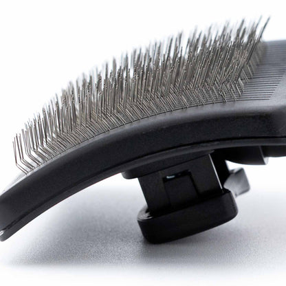 Jeffers Pet Self-Cleaning Slicker Brush for Dogs & Cats – Self Cleaning Button, Removes Tangles & Loose Hair, Non Slip Handle for Easy Grooming, Go To Gift for Pet Owners – Black, Red - Large