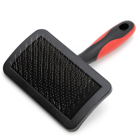 Jeffers Dual Level Pin Universal Slicker Brush for Dogs, Cats & Small Pets - Curved Grooming Brush with Long & Short Pins for Shedding, Detangling, Finishing - Remove Mats & Dead Coat - Medium