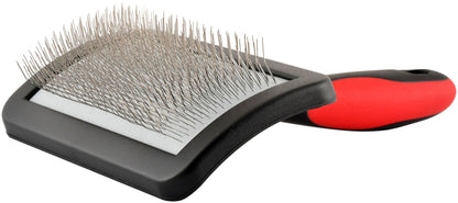 Jeffers Dual Level Pin Universal Slicker Brush for Dogs, Cats & Small Pets - Curved Grooming Brush with Long & Short Pins for Shedding, Detangling, Finishing - Remove Mats & Dead Coat - Medium