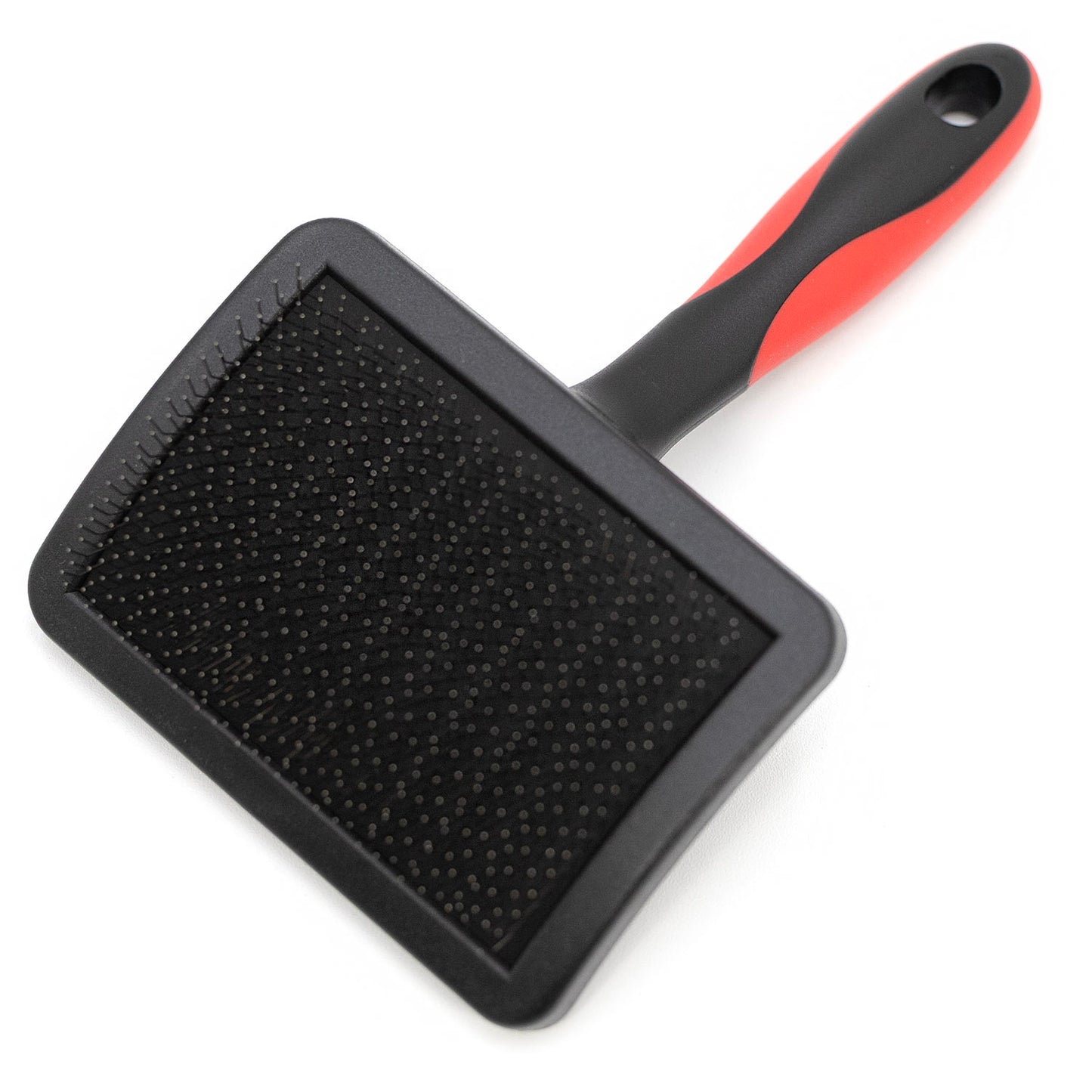 jeffers pet hard pin universal slicker brush for dogs, cats, horses – firm bristles grooming tool, detangling, tangle free coat, mats, shedding, curved head, travel friendly, easy storage - large