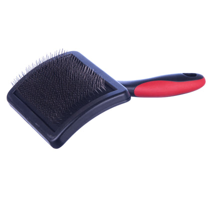 Jeffers Pet Hard Pin Universal Slicker Brush for Dogs, Cats, Horses – Firm Bristles Grooming Tool, Detangling, Tangle Free Coat, Mats, Shedding, Curved Head, Travel Friendly, Easy Storage - Large