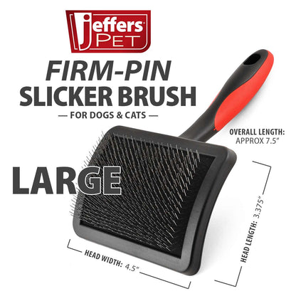 Jeffers Pet Hard Pin Universal Slicker Brush for Dogs, Cats, Horses – Firm Bristles Grooming Tool, Detangling, Tangle Free Coat, Mats, Shedding, Curved Head, Travel Friendly, Easy Storage - Large