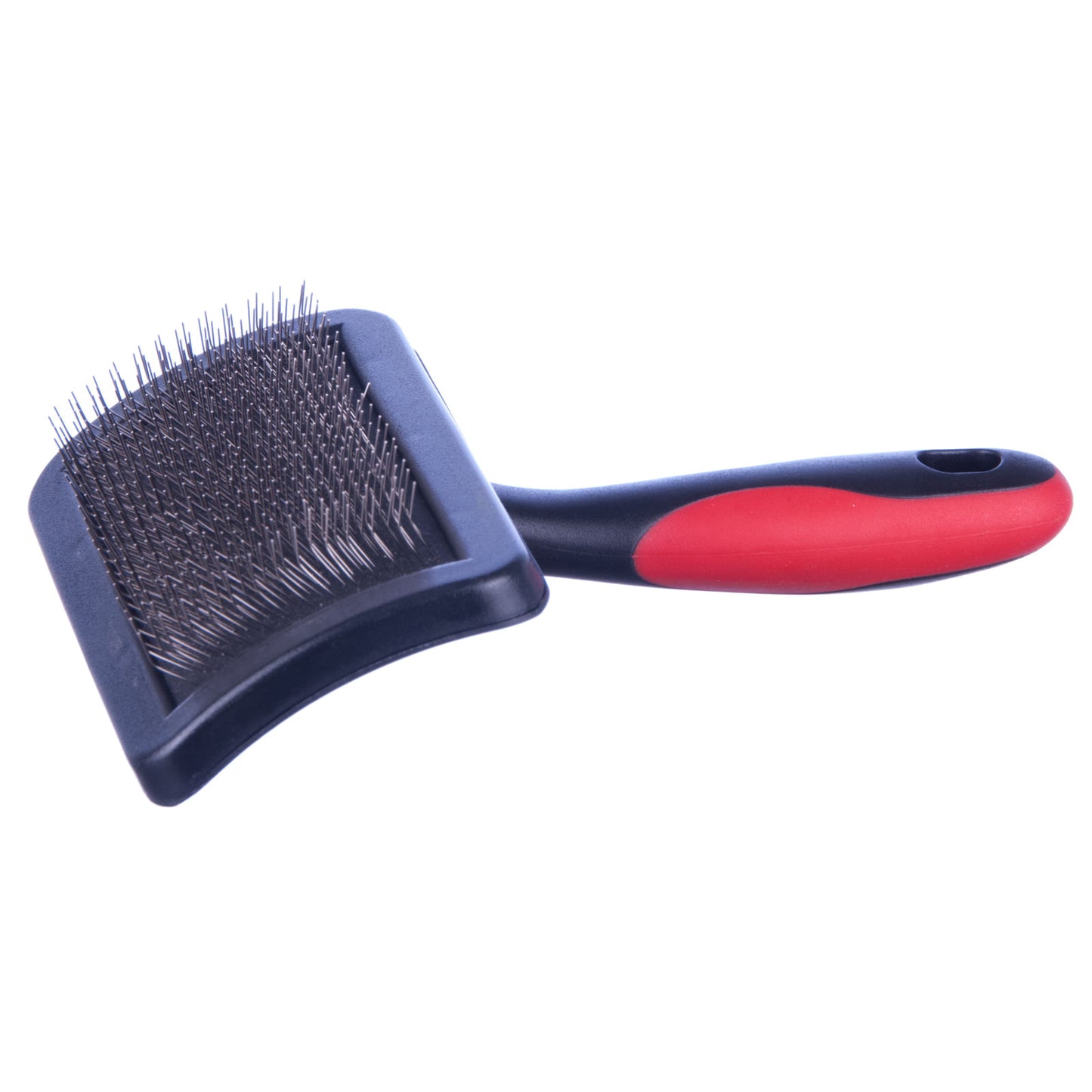 jeffers pet hard pin universal slicker brush for dogs, cats, horses – firm bristles grooming tool, detangling, tangle free coat, mats, shedding, curved head, travel friendly, easy storage - medium