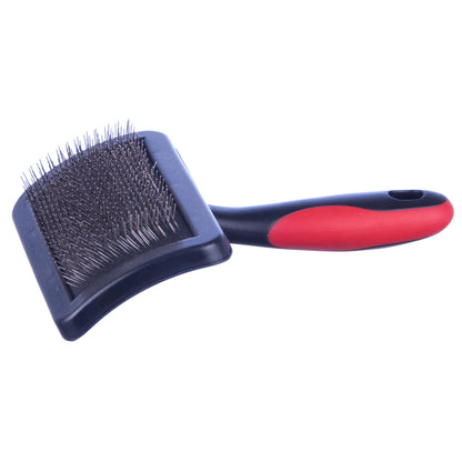 Jeffers Pet Hard Pin Universal Slicker Brush for Dogs, Cats, Horses – Firm Bristles Grooming Tool, Detangling, Tangle Free Coat, Mats, Shedding, Curved Head, Travel Friendly, Easy Storage - Medium