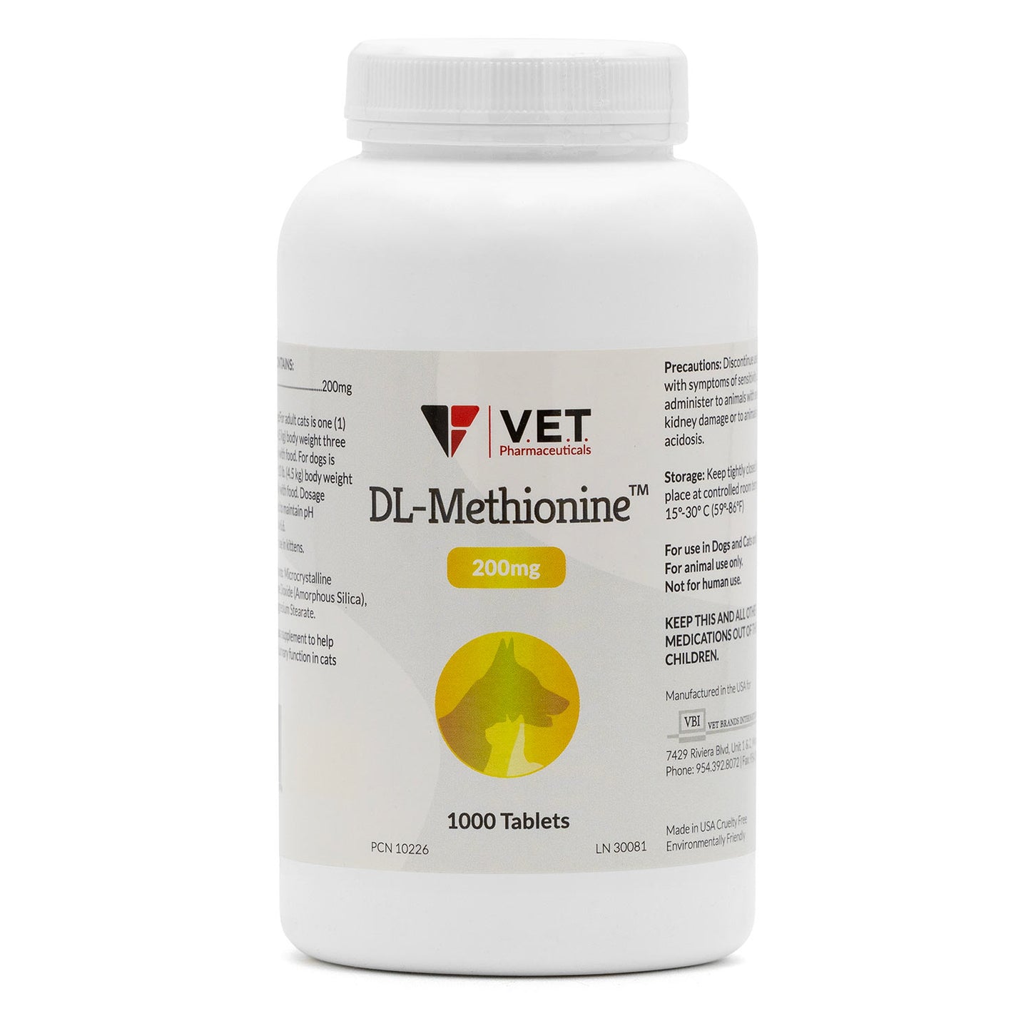 dl methionine tablets, 200mg, 1000ct