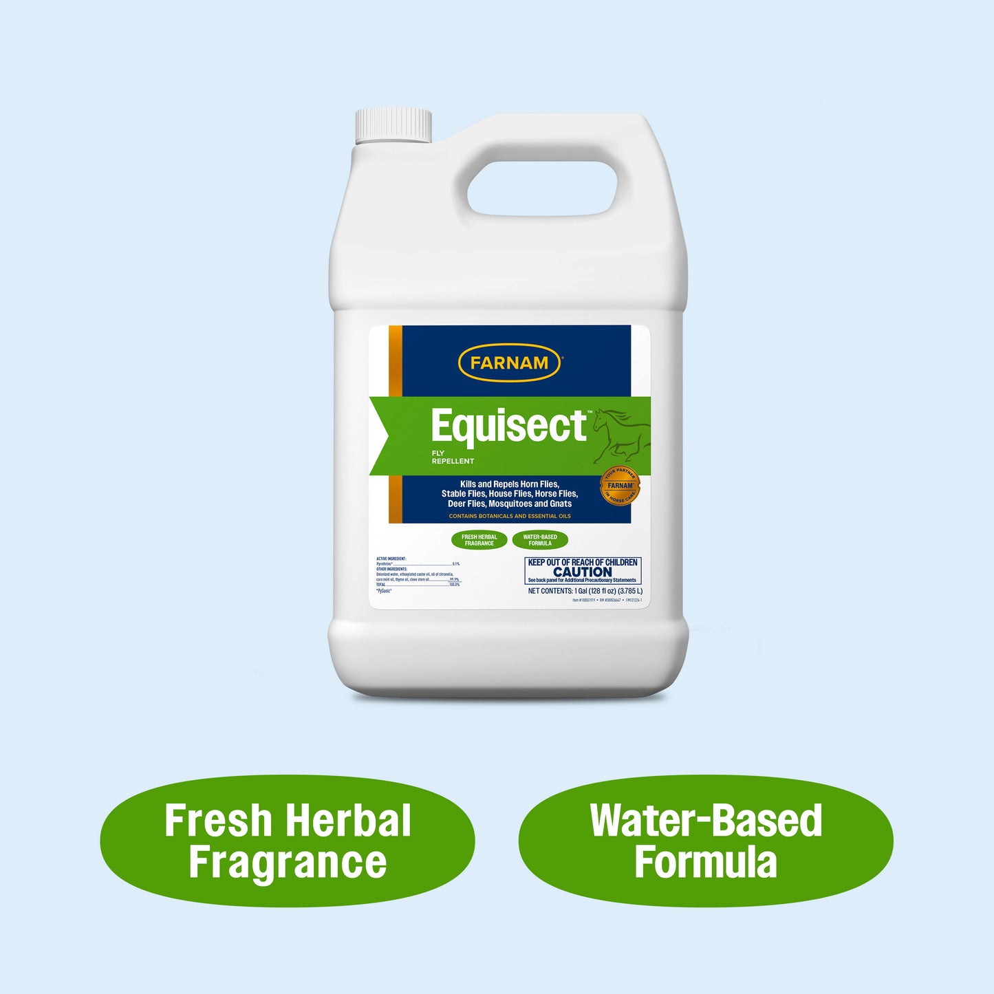farnam equisect water-based botanical fly repellent with herbal scent for horses, dogs and cats 128 ounces