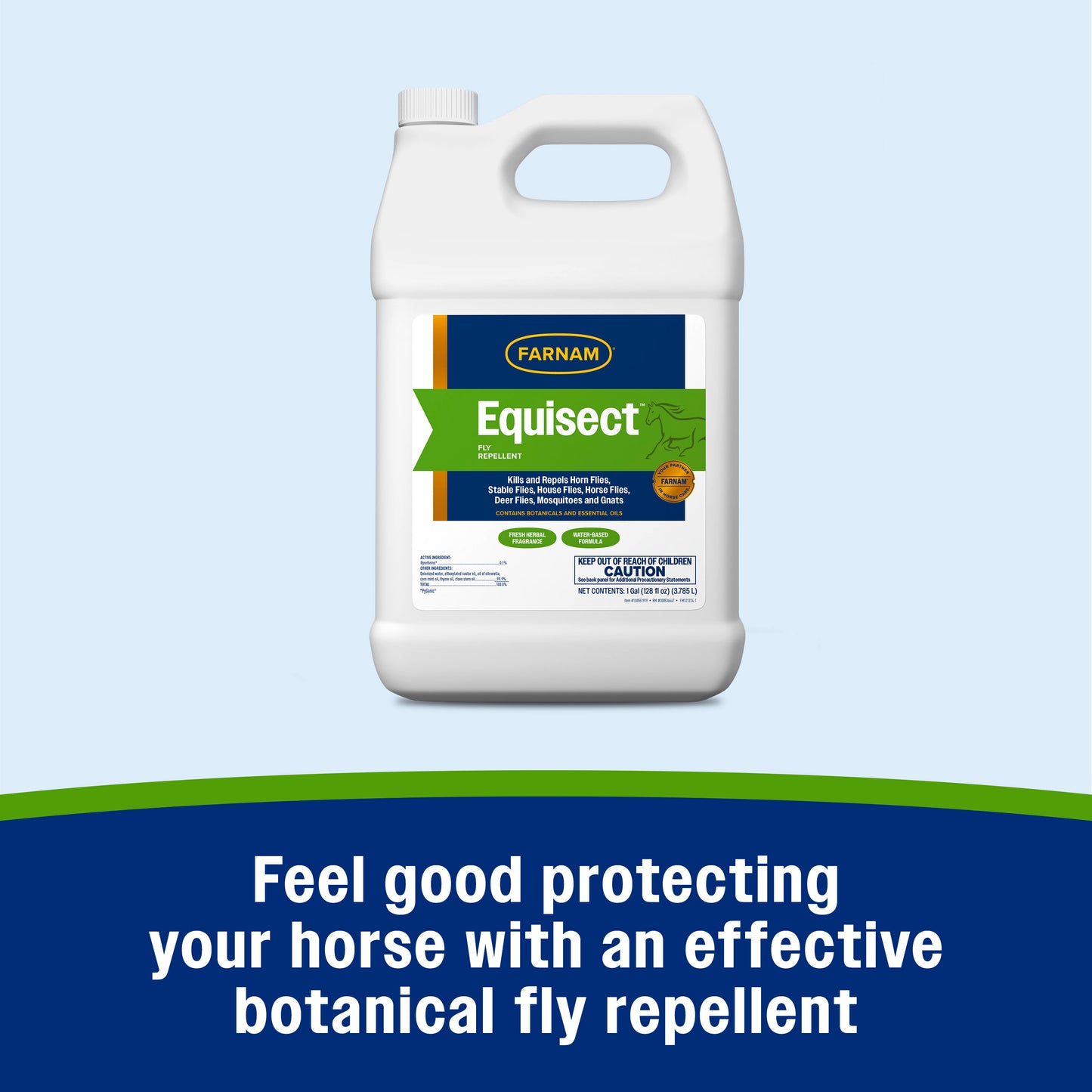 farnam equisect water-based botanical fly repellent with herbal scent for horses, dogs and cats 128 ounces