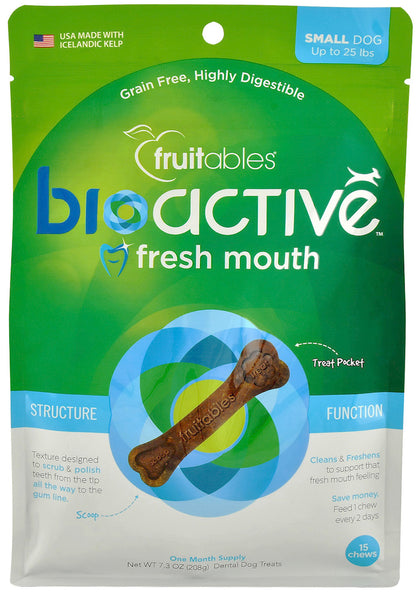 Small Fruitables BioActive Fresh Mouth Dental Chews, 15 count
