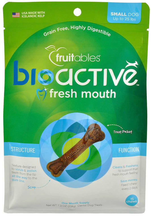 Small Fruitables BioActive Fresh Mouth Dental Chews, 15 count