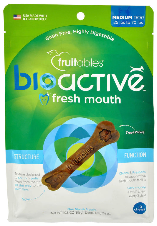 Medium Fruitables BioActive Fresh Mouth Dental Chews, 10 count