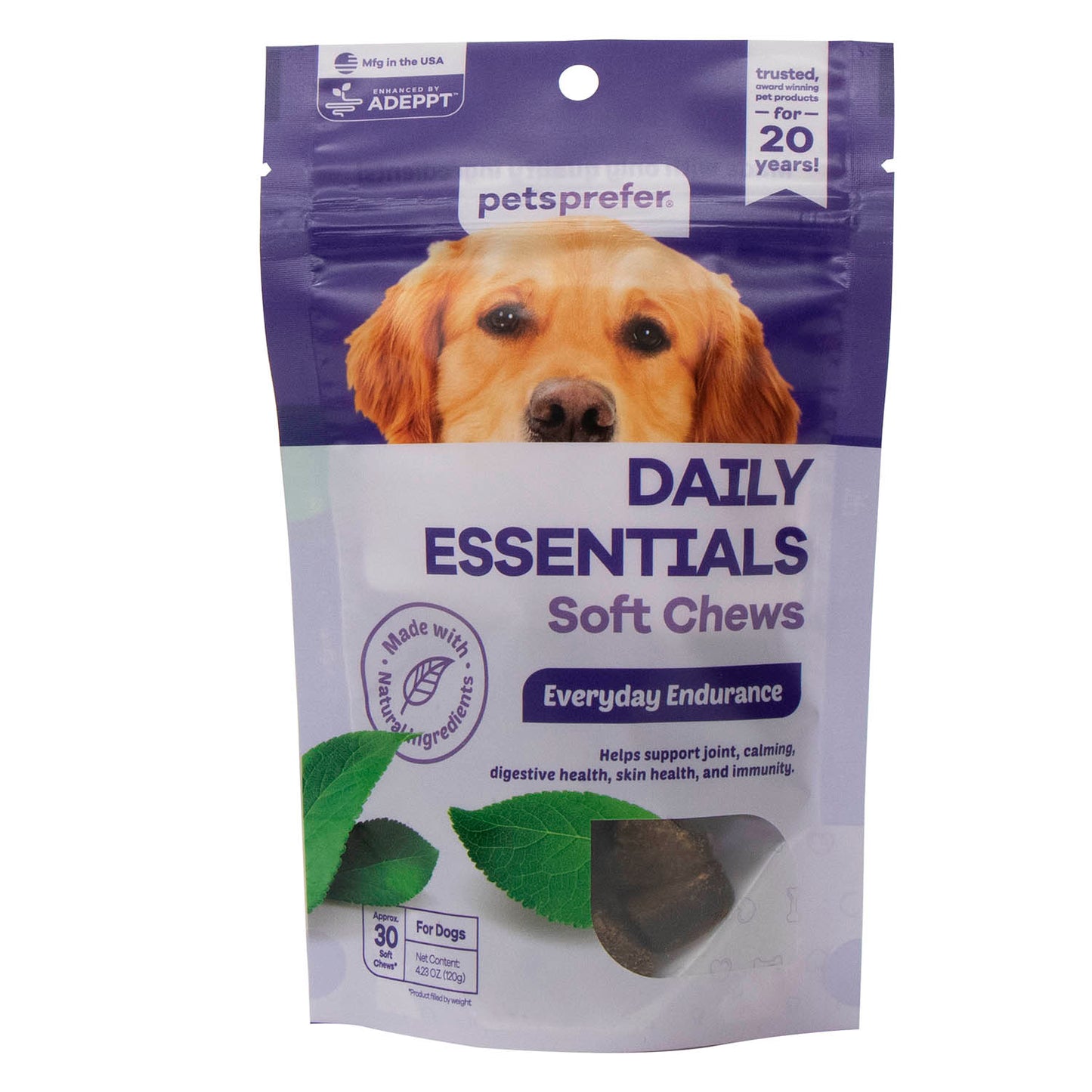 petsprefer daily essentials soft chews w/ adeppt, 30 ct
