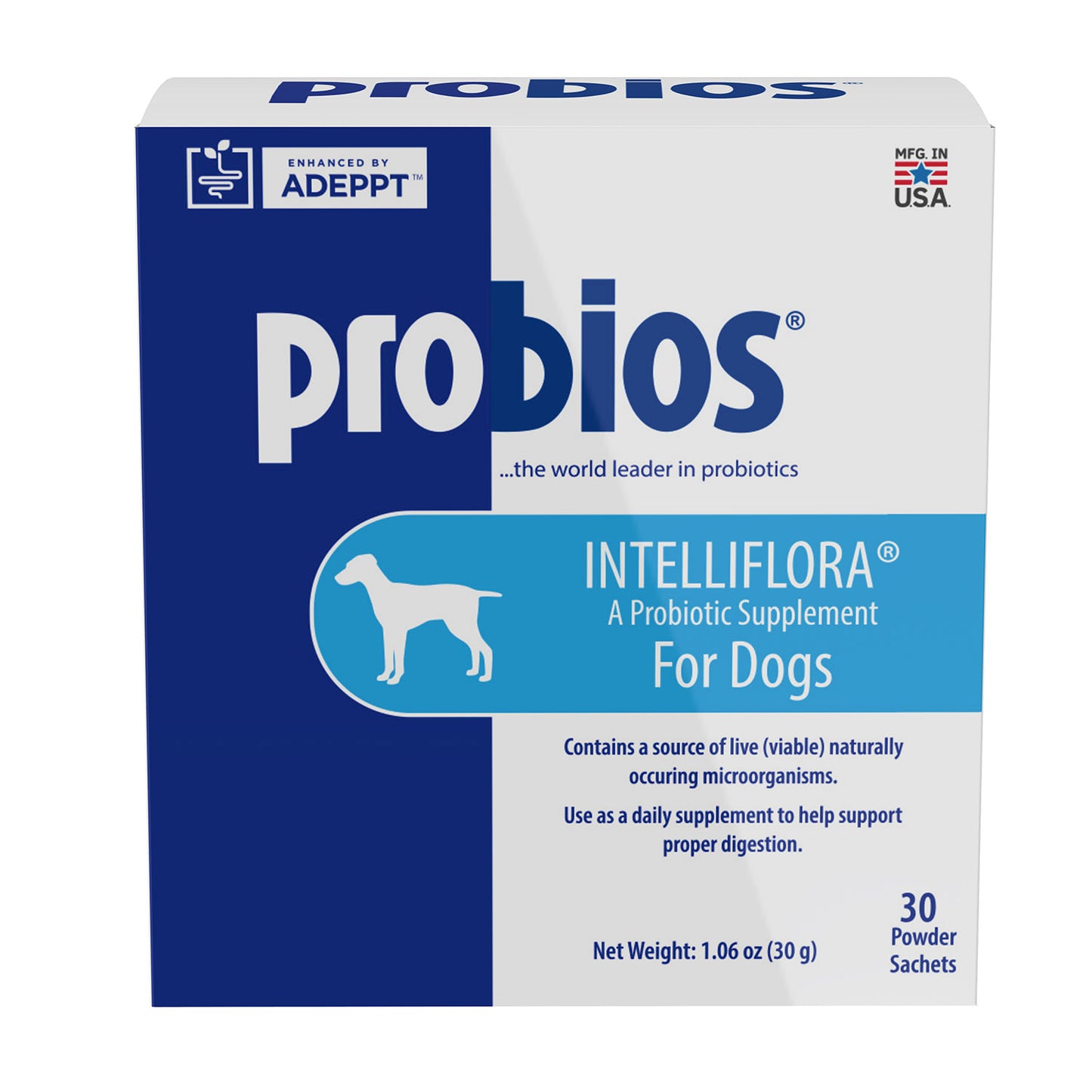 probios intelliflora probiotic supplement for dogs, 30 pack