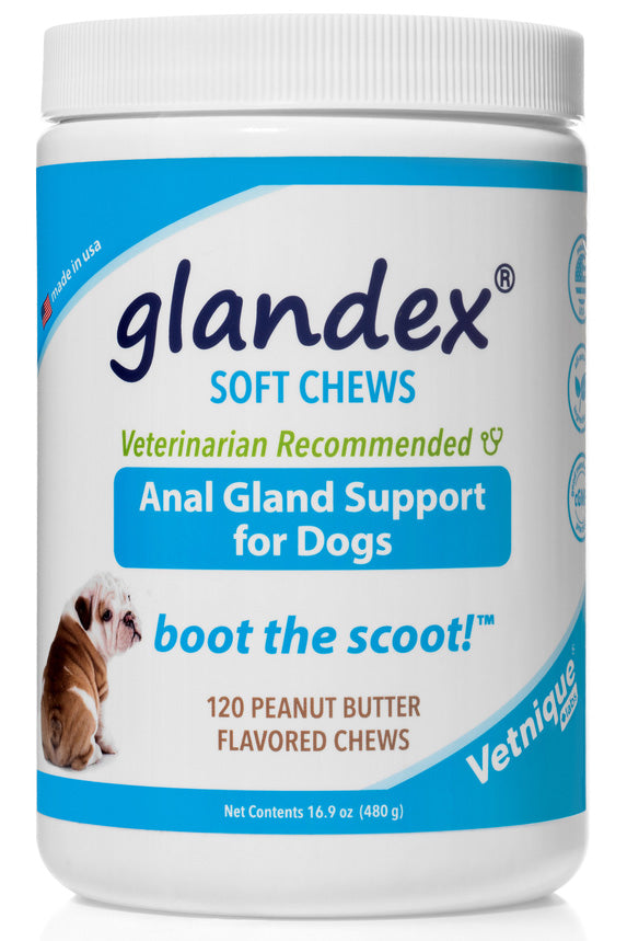 glandex soft chews for dogs, peanut butter, 120 ct