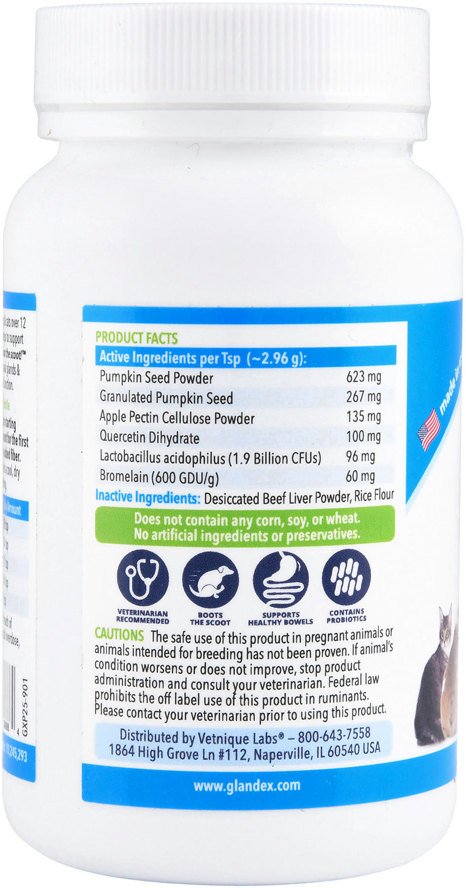 glandex powder for dogs and cats, beef liver, 2.5 oz