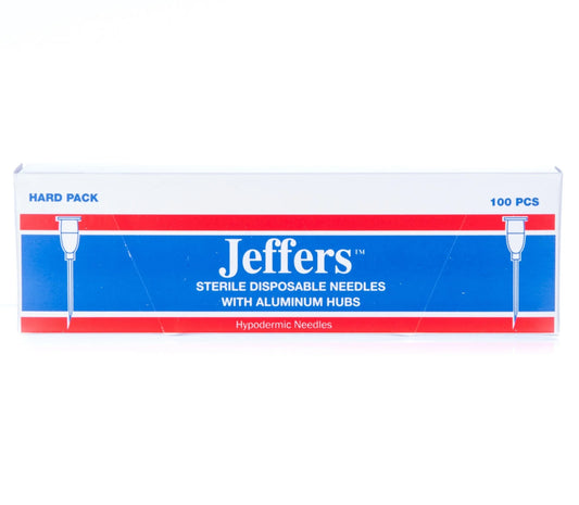 Jeffers Sterile Disposable Needles with Aluminum Hub, 16 ga x 1.5", Pack of 100 Stainless Steel Needles for Luer Lock or Luer Slip Syringes, Veterinary Supply, Livestock, Pet, Cattle & Equine Use