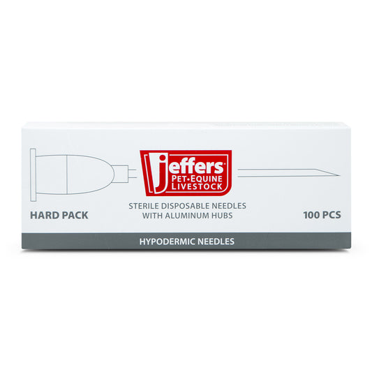 Jeffers Sterile Disposable Needles with Aluminum Hub, 18 ga x 1.5", Pack of 100 Stainless Steel Needles for Luer Lock or Luer Slip Syringes, Veterinary Supply, Livestock, Pet, Cattle & Equine Use