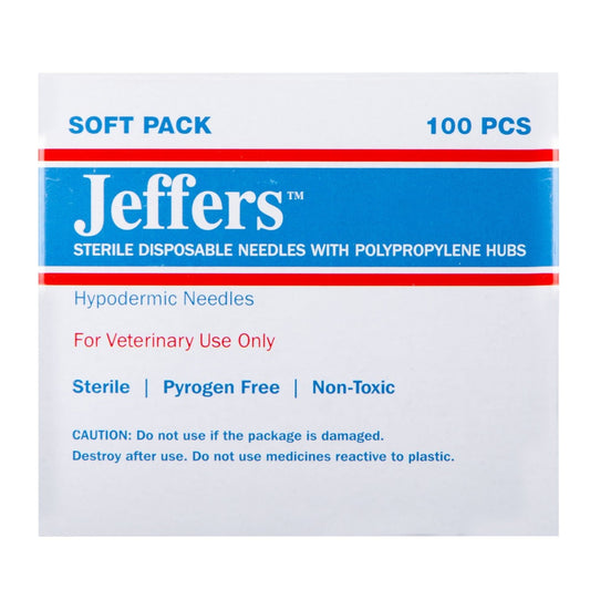 Jeffers Poly Hub Veterinary Needles 100 Pack – Sterile Hypodermic Needles for Injections, Luer Lock & Slip Syringes – Medical Lab Supplies for Cattle, Goat, Pets, Livestock, Vet Use - 20ga x 1.5"