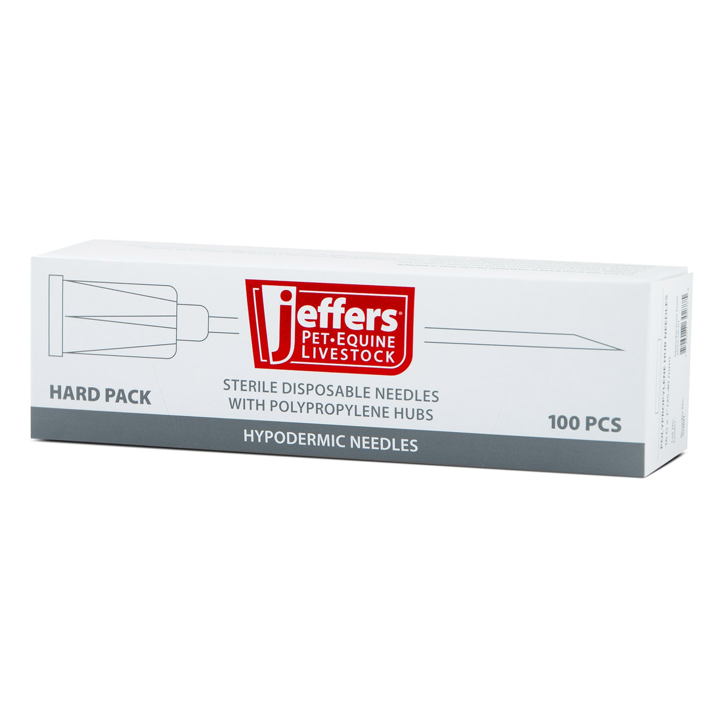 jeffers poly hub veterinary needles 100 pack – sterile hypodermic needles for injections, luer lock & slip syringes – medical lab supplies for cattle, goat, pets, livestock, vet use - 16ga x 1"