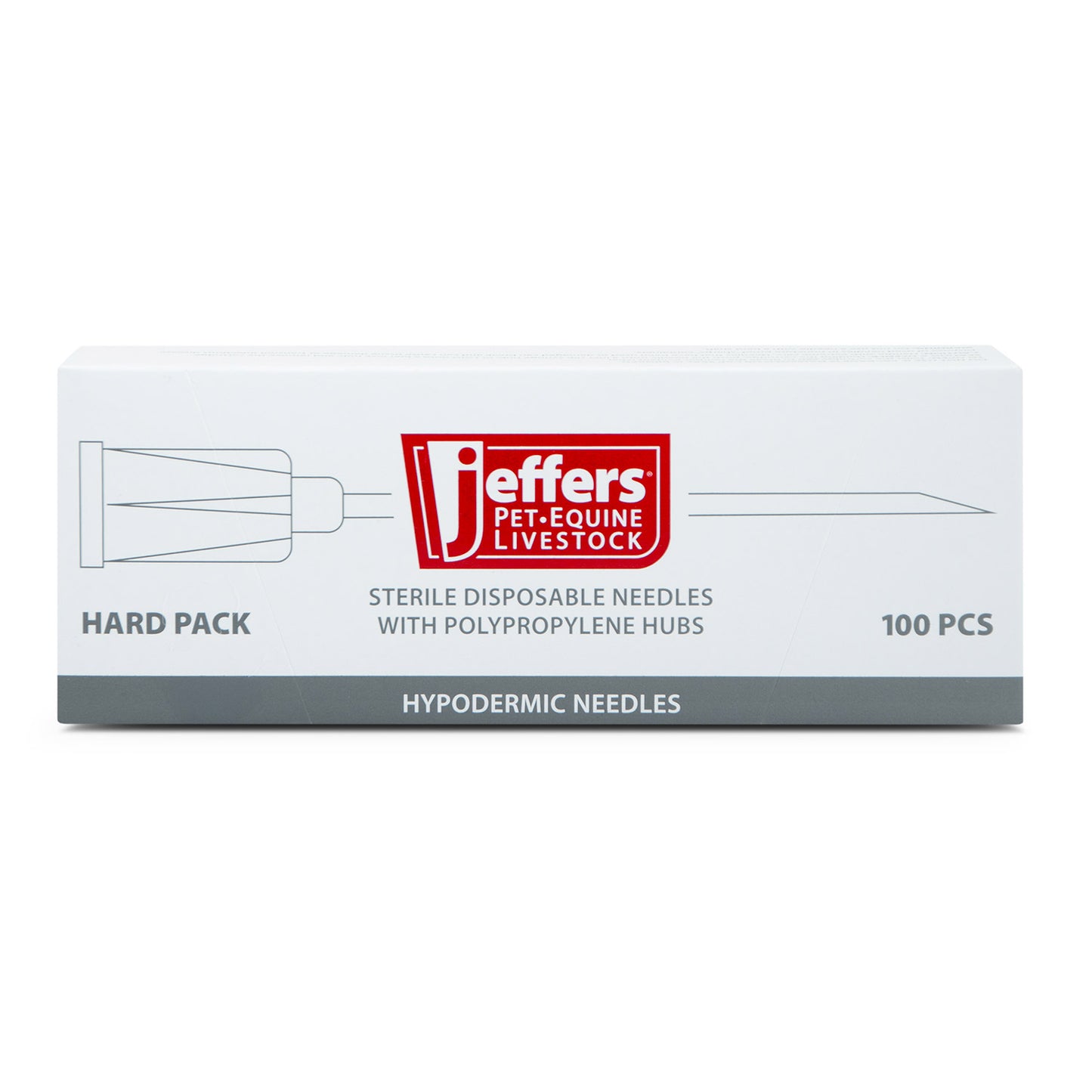 jeffers poly hub veterinary needles 100 pack – sterile hypodermic needles for injections, luer lock & slip syringes – medical lab supplies for cattle, goat, pets, livestock, vet use - 16ga x 1.5"