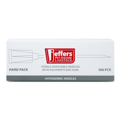 Jeffers Poly Hub Veterinary Needles 100 Pack – Sterile Hypodermic Needles for Injections, Luer Lock & Slip Syringes – Medical Lab Supplies for Cattle, Goat, Pets, Livestock, Vet Use - 16ga x 1.5"