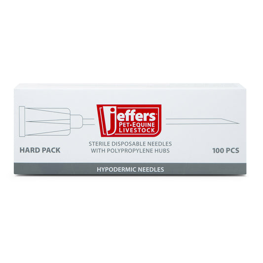 Jeffers Poly Hub Veterinary Needles 100 Pack – Sterile Hypodermic Needles for Injections, Luer Lock & Slip Syringes – Medical Lab Supplies for Cattle, Goat, Pets, Livestock, Vet Use - 16ga x 1.5"