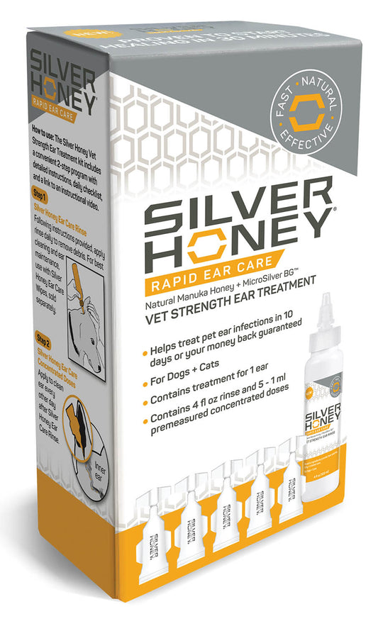 Silver Honey Rapid Ear Care Vet Strength Ear Treatment Rinse + Concentrated Doses