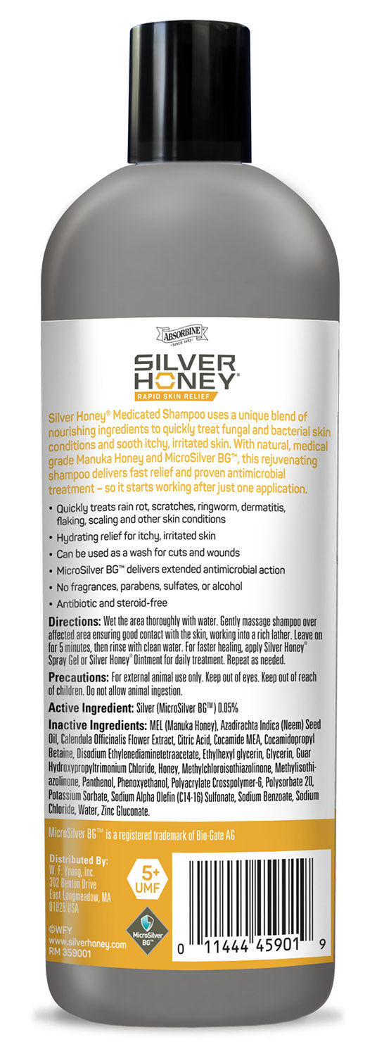 silver honey rapid skin relief medicated shampoo 16 fl oz bottle