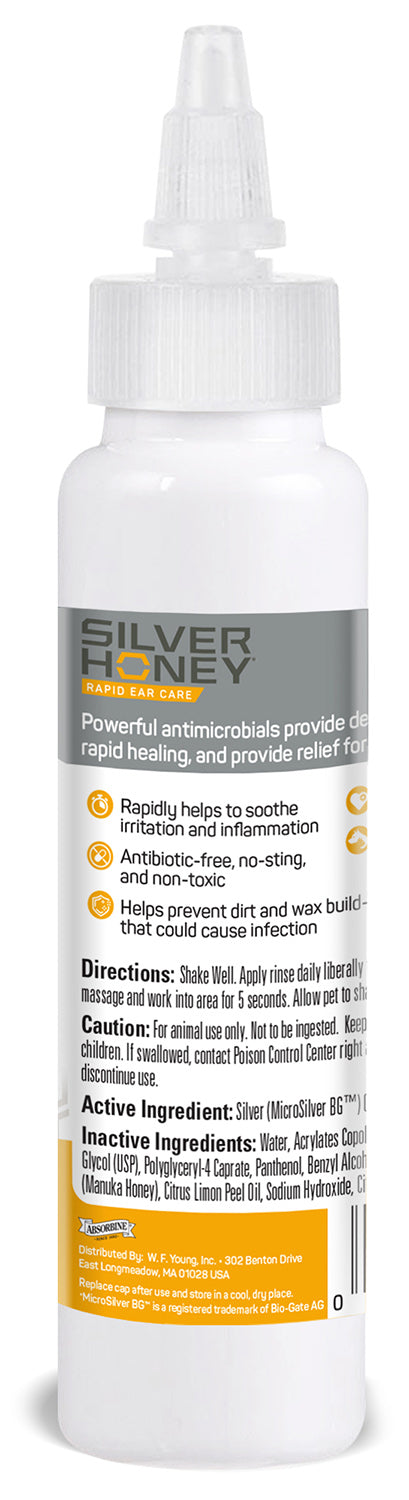 silver honey rapid ear care vet strength ear rinse 4 fl oz bottle