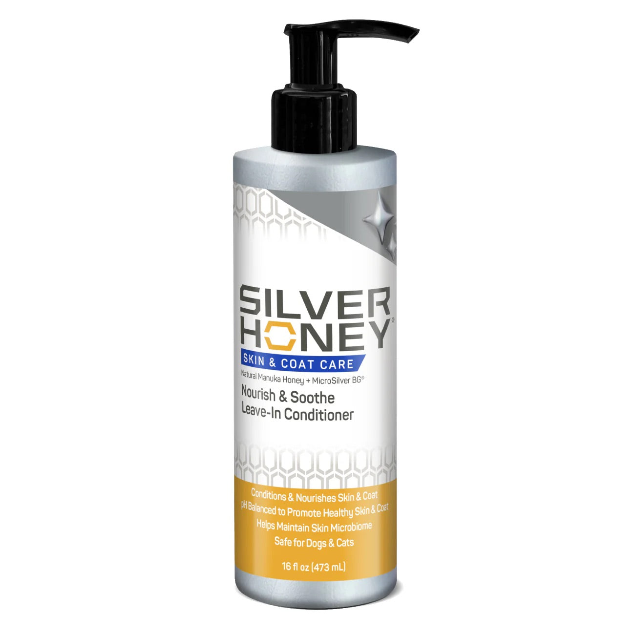 silver honey skin & coat care leave-in conditioner 16 fl oz (473 ml) pump bottle