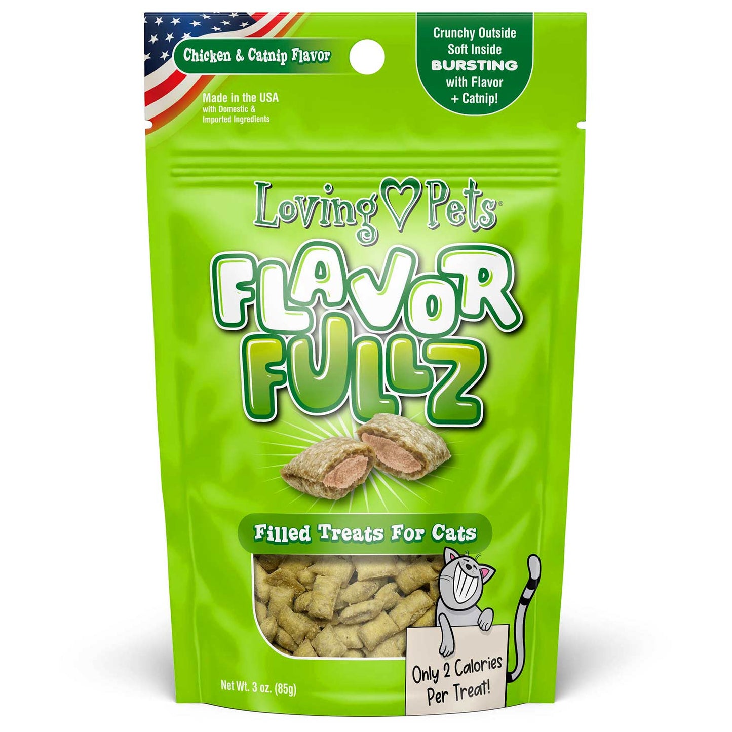 flavorfullz cat treats chicken & catnip, 3 oz.