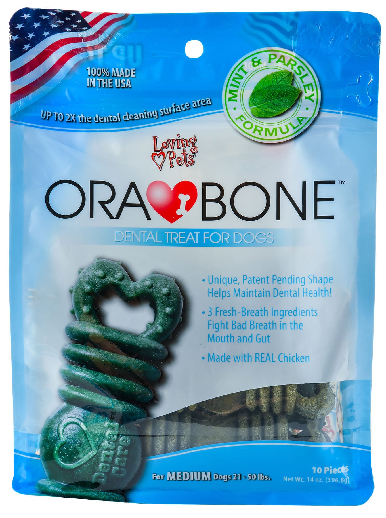 ora-bone dental treats for dogs, 14oz med