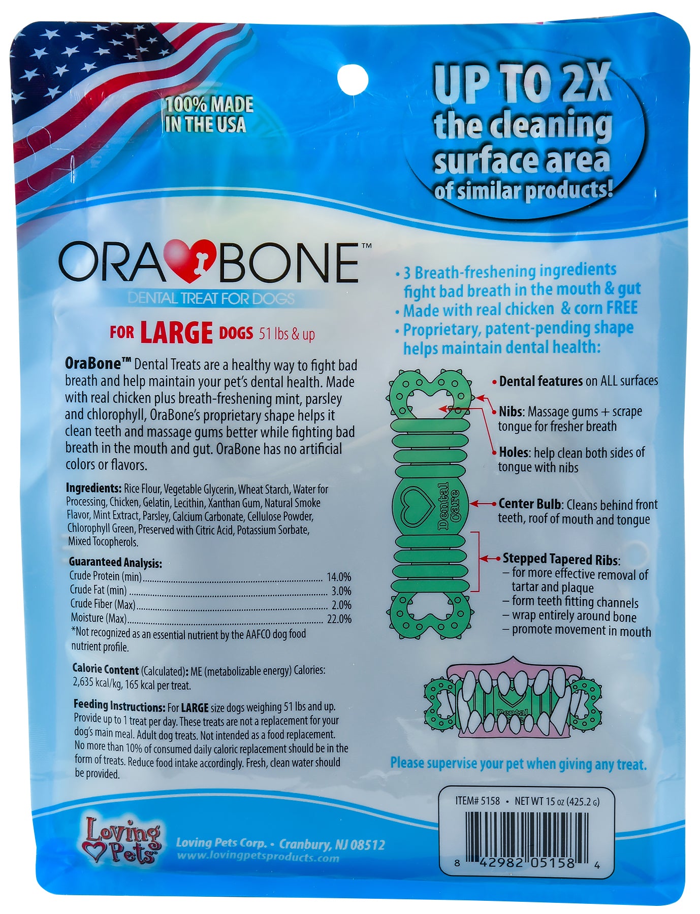 ora-bone dental treats for dogs, 14oz lrg